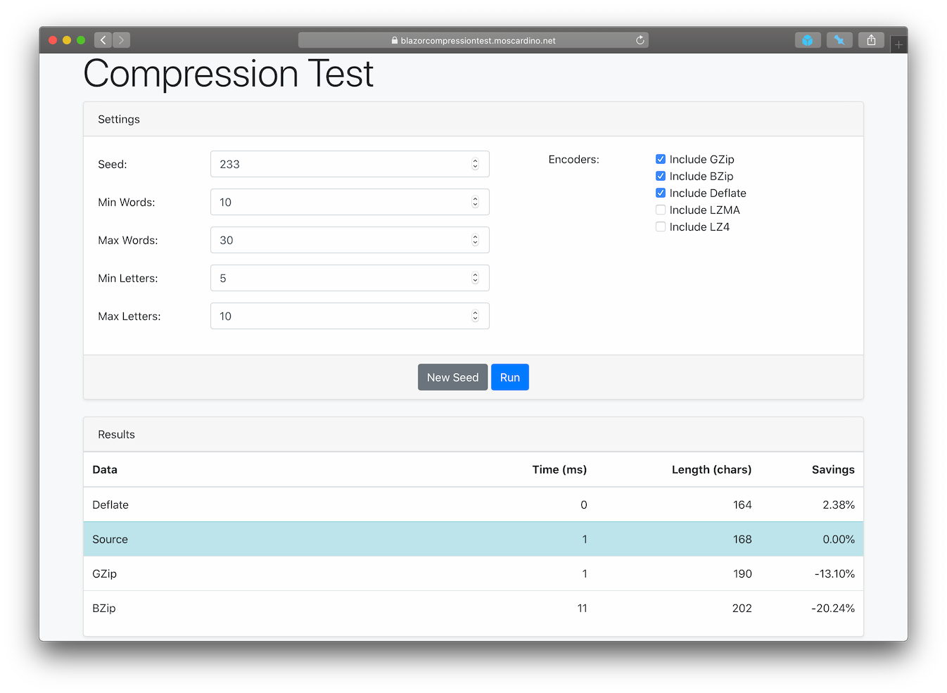 Blazor Compression Test screenshot